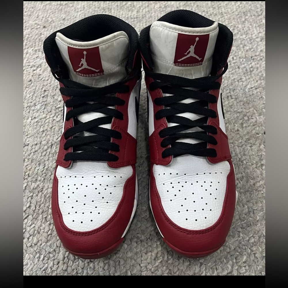 Nike Air Jordan 1 Football Cleats Mid Red White Size 6